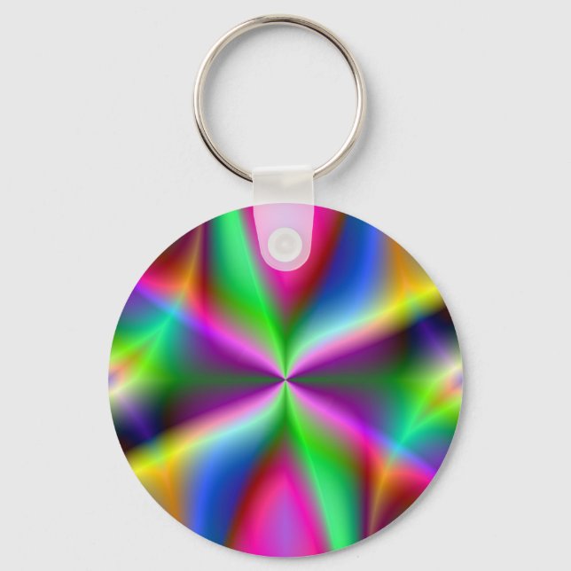 Farbenfrohe Metallic-Fraktal Luster Schlüsselanhänger (Vorderseite)