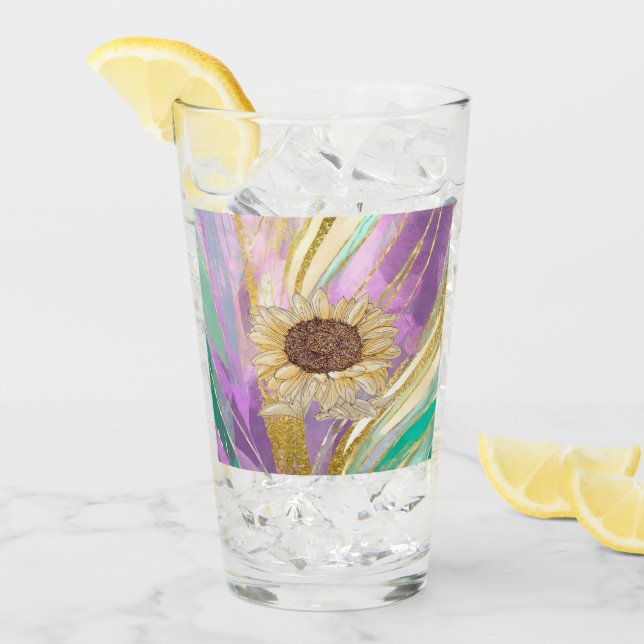 Farbenfrohe metallische Blumenkulisse mit Sonnenbl Glas (Vorderseite Ice)