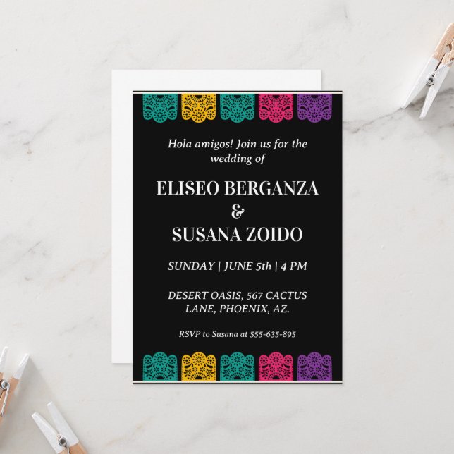 farbenfrohe mexico mexicanische Hochzeitseinladung Einladung (Vorderseite/Rückseite Beispiel)