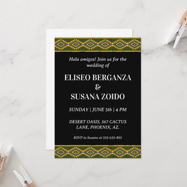 farbenfrohe mexico mexicanische Hochzeitseinladung Einladung (Vorderseite/Rückseite Beispiel)