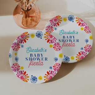 Farbenfrohe mexikanische Babyparty-Fiesta Pappteller