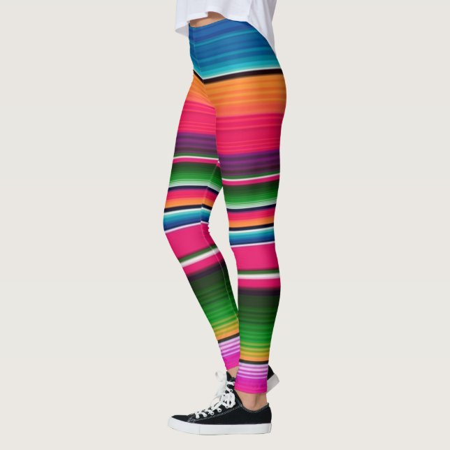 Farbenfrohe mexikanische Blanket Rainbow Spanische Leggings (Links)