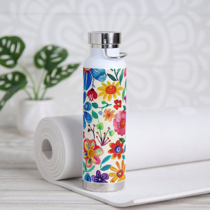 Farbenfrohe mexikanische Blume Trinkflasche