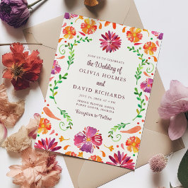 farbenfrohe mexikanische Blumenfeier Einladung