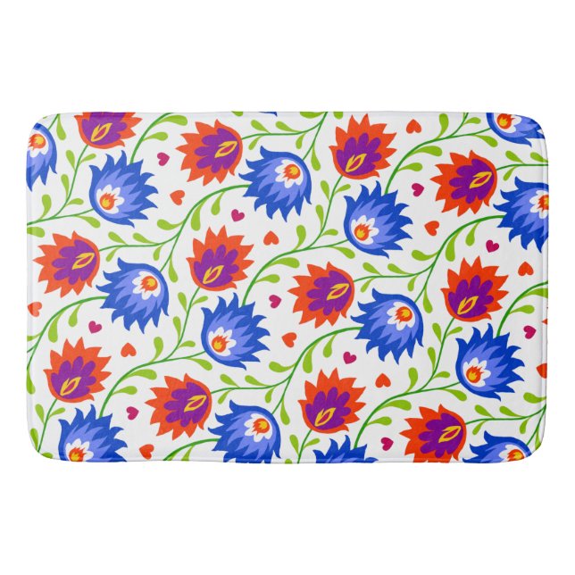 Farbenfrohe mexikanische Blumenmuster elegant kühl Badematte (Vorderseite)
