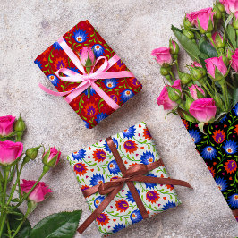 Farbenfrohe mexikanische Blumenmuster elegant kühl Geschenkpapier Set