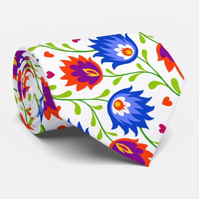 Farbenfrohe mexikanische Blumenmuster elegant kühl Krawatte (Gerollt)
