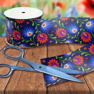 Farbenfrohe mexikanische Blumenmuster elegant kühl Satinband