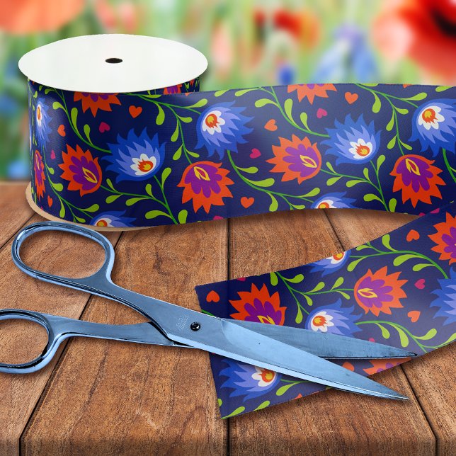 Farbenfrohe mexikanische Blumenmuster elegant kühl Satinband (Von Creator hochgeladen)