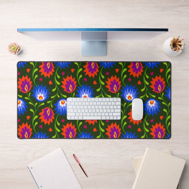 Farbenfrohe mexikanische Blumenmuster elegant kühl Schreibtischunterlage (Büro 1)