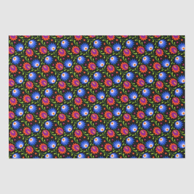 Farbenfrohe mexikanische Blumenmuster elegant kühl Seidenpapier (Vorderseite)
