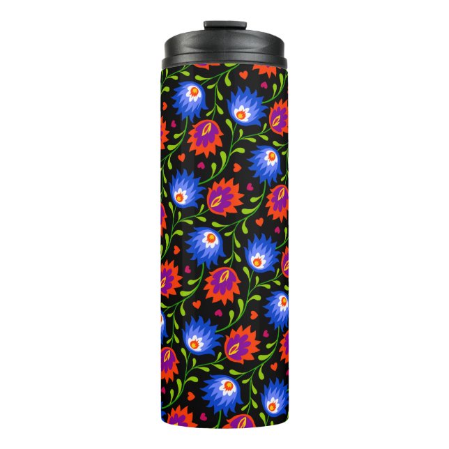 Farbenfrohe mexikanische Blumenmuster elegant kühl Thermosbecher (Vorderseite)