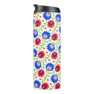 Farbenfrohe mexikanische Blumenmuster elegant kühl Thermosbecher