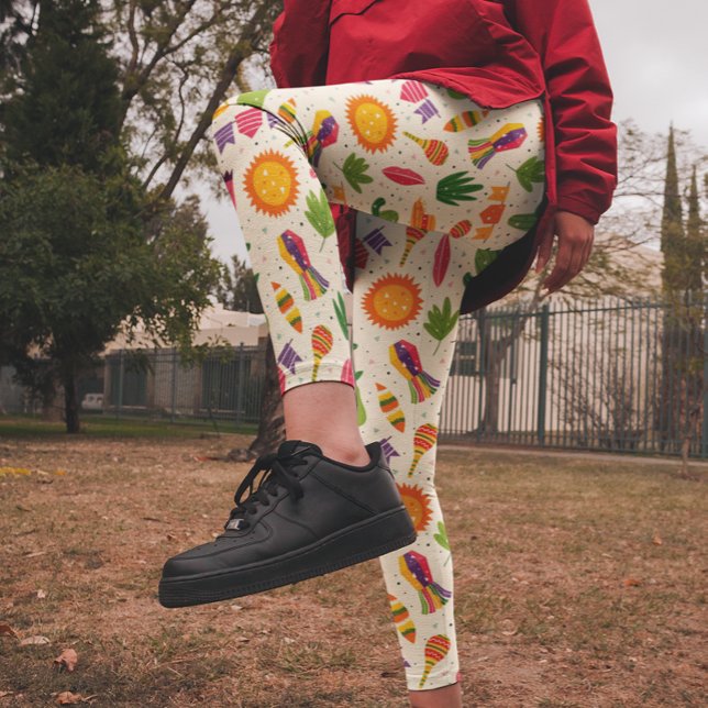 Farbenfrohe mexikanische Fiesta Cactus Pattern Leggings (Von Creator hochgeladen)