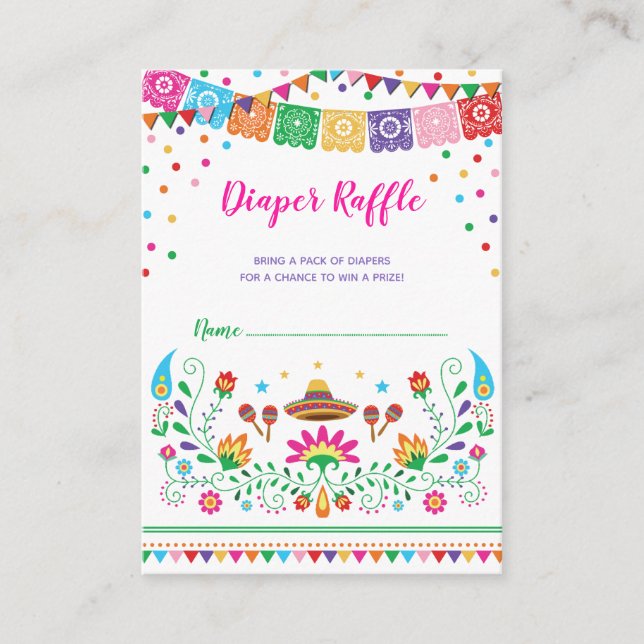 Farbenfrohe mexikanische Fiesta Diaper Raffle Baby Begleitkarte (Vorderseite)