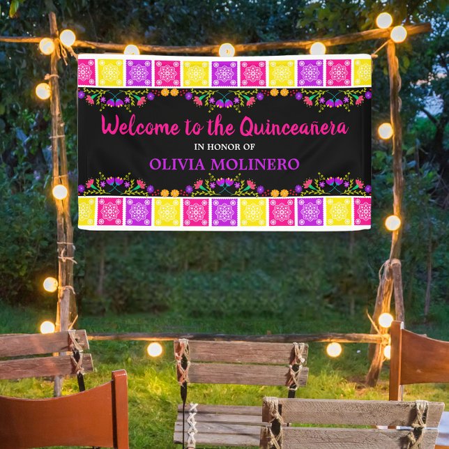 Farbenfrohe mexikanische Fiesta Floral Quinceanera Banner (Von Creator hochgeladen)