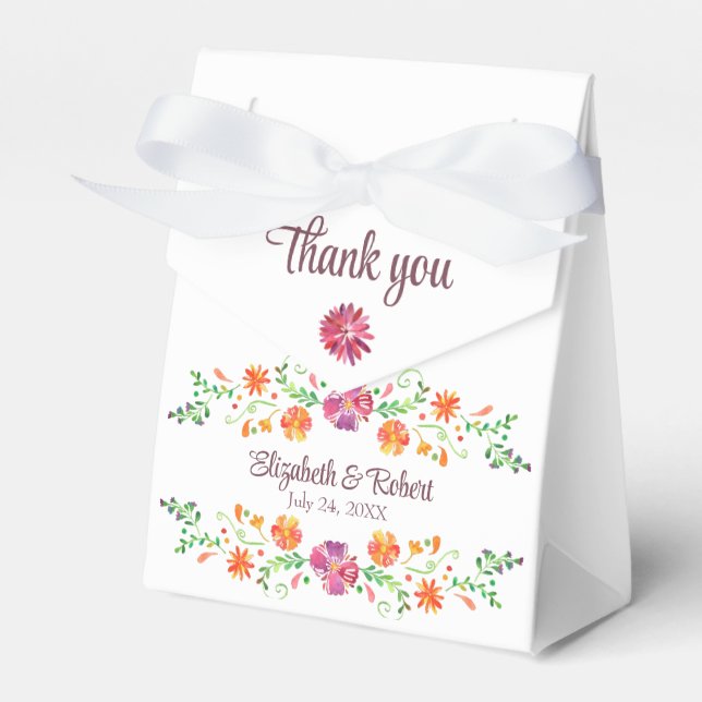 farbenfrohe mexikanische Fiesta Floral Wedding Geschenkschachtel (Vorderseite)