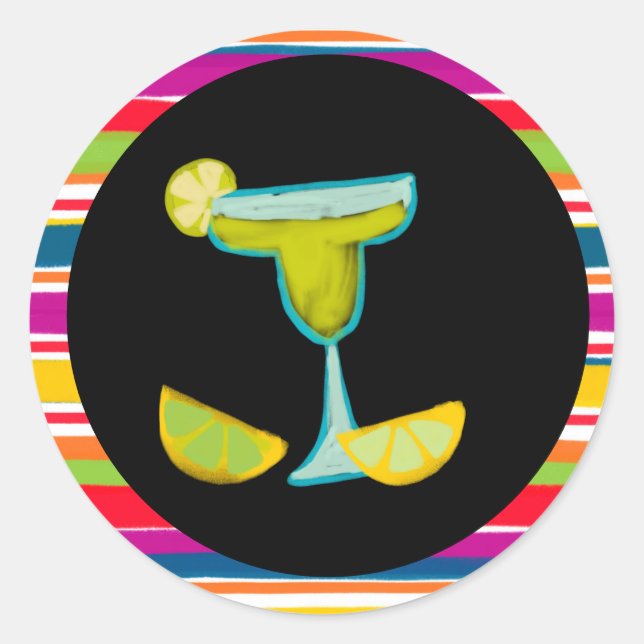Farbenfrohe mexikanische Fiesta Margarita gestreif Runder Aufkleber (Vorderseite)