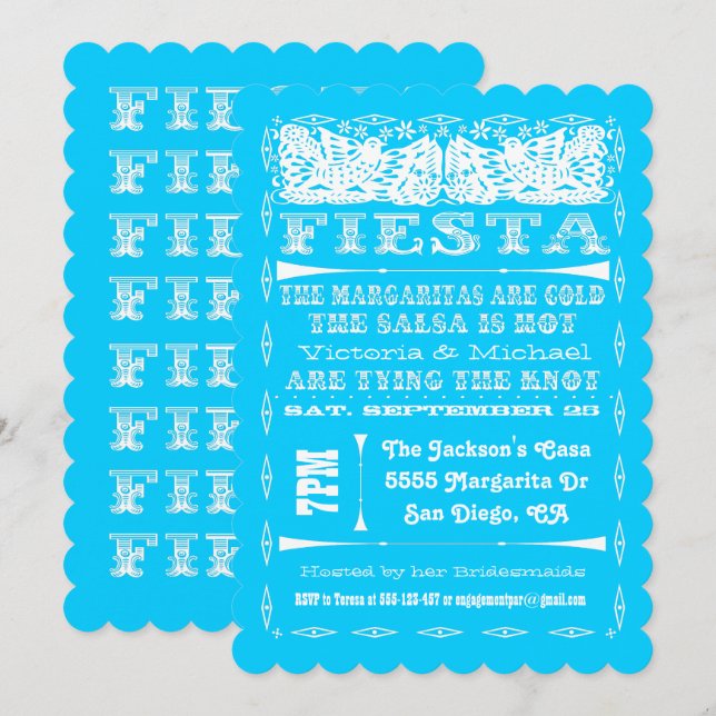Farbenfrohe mexikanische Fiesta Probe Dinner Einladung (Vorne/Hinten)