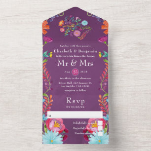 farbenfrohe mexikanische Fiesta Wedding All In One Einladung