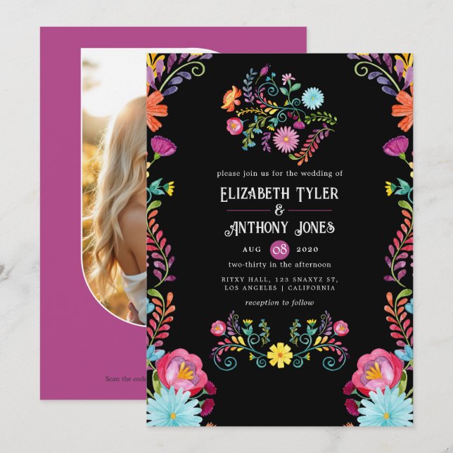 Farbenfrohe mexikanische Fiesta Wedding Einladung (Vorne/Hinten)