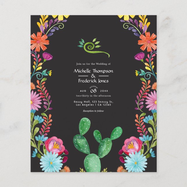 Farbenfrohe mexikanische Fiesta Wedding Flyer (Vorne)