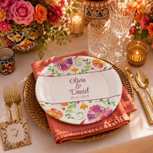 farbenfrohe mexikanische Fiesta Wedding Pappteller