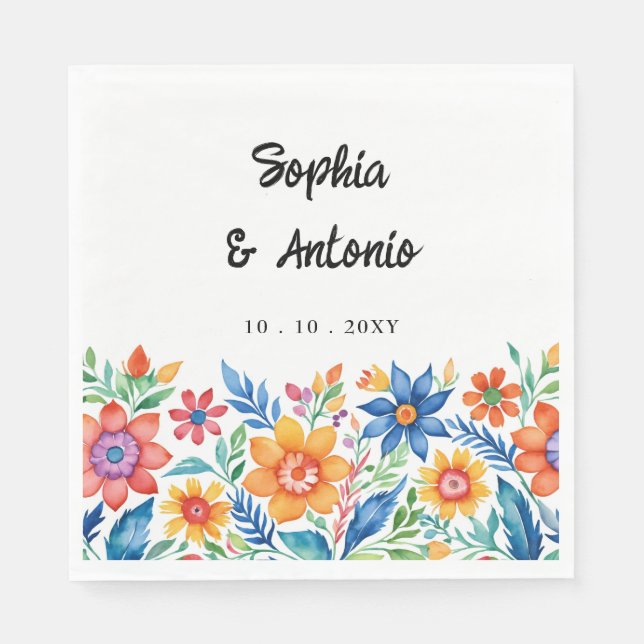 farbenfrohe mexikanische Fiesta Wedding Serviette (Vorderseite)