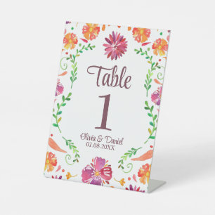 farbenfrohe mexikanische Fiesta Wedding Tischnumme Sockelschild