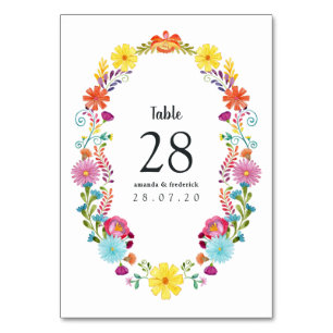 Farbenfrohe mexikanische Fiesta Wedding Tischnummer