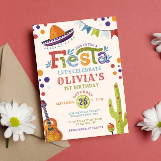 Farbenfrohe mexikanische Fiesta zum ersten Geburts Einladung