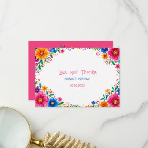 Farbenfrohe mexikanische florale Hochzeit Dankeskarte