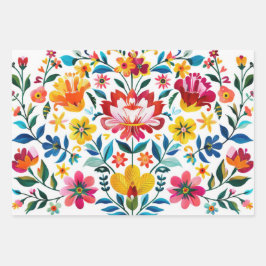 Farbenfrohe mexikanische Folklore Geschenkpapier Set