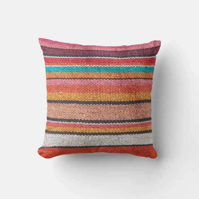 Farbenfrohe mexikanische, peruanische Teppichoberf Kissen (Vorderseite)