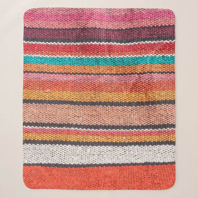 Farbenfrohe mexikanische, peruanische Teppichoberf Sherpadecke (Vorderseite)