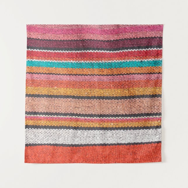 Farbenfrohe mexikanische, peruanische Teppichoberf Wandteppich (Vorderseite)