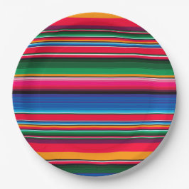 Farbenfrohe mexikanische Serape-Dekorationsparty Pappteller