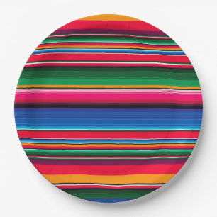 Farbenfrohe mexikanische Serape-Dekorationsparty Pappteller