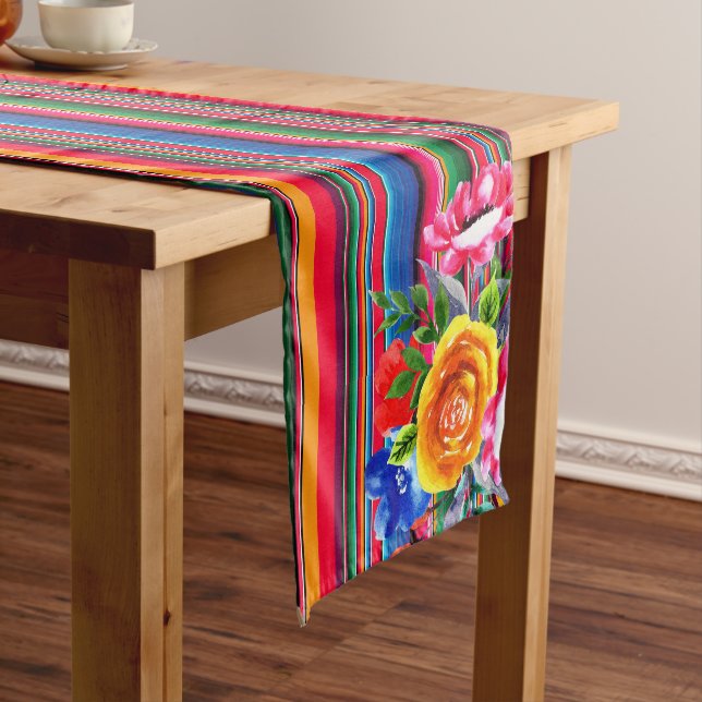 Farbenfrohe mexikanische Serape & Floral Großer Tischläufer (Beispiel)