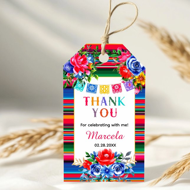 Farbenfrohe mexikanische Serape & Floral Vielen Da Geschenkanhänger (Von Creator hochgeladen)