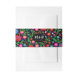 Farbenfrohe mexikanische Stickerei Monogram Weddin Einladungsbanderole