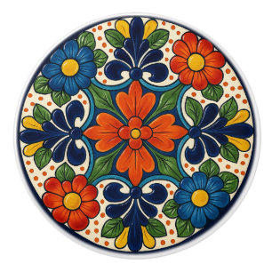 Farbenfrohe mexikanische Talavera-Keramik Keramikknauf