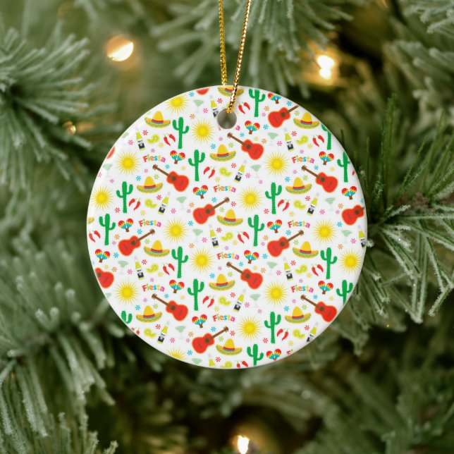 Farbenfrohe mexikanische Weihnachtsdekoration Keramik Ornament (Baum)