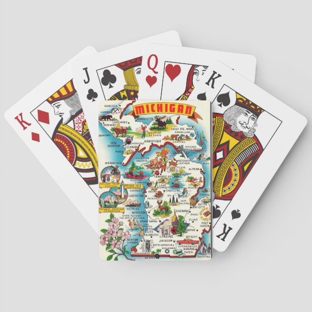 Farbenfrohe Michigan Karte Spielkarten (Rückseite)