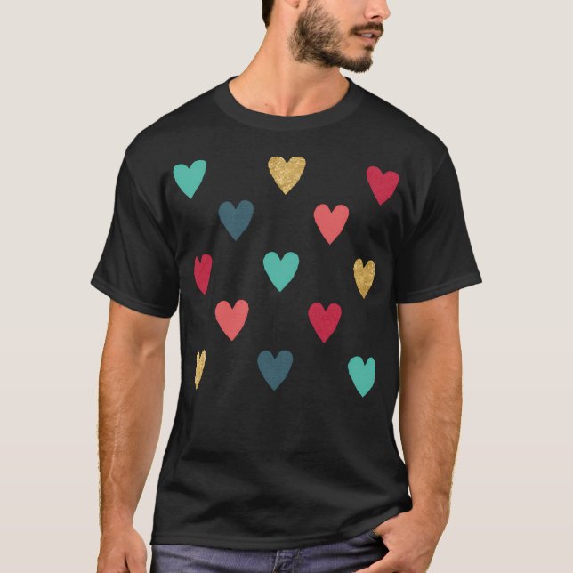 Farbenfrohe Mini Hearts T-Shirt (Vorderseite)