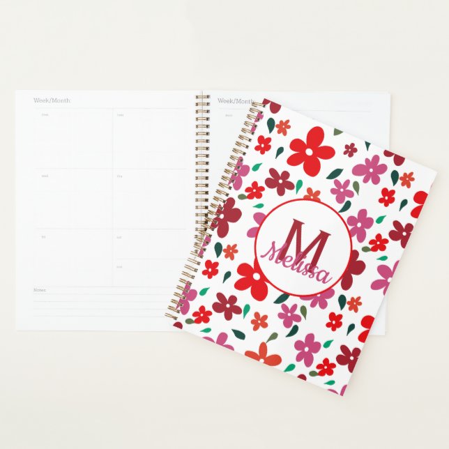 Farbenfrohe minimalistische florale Monogramm Planer (Anzeige)