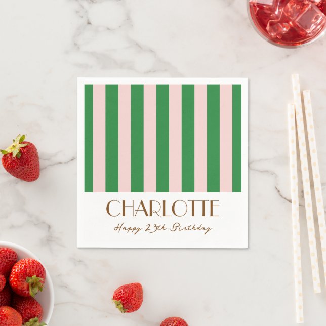 Farbenfrohe Minimalistische Streifen Party Serviette (Beispiel)