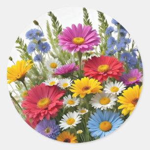 Farbenfrohe Mischung von Blume Runder Aufkleber