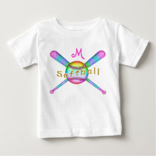 Farbenfrohe Mit Monogramm Softball-Shirts für Baby T-shirt
