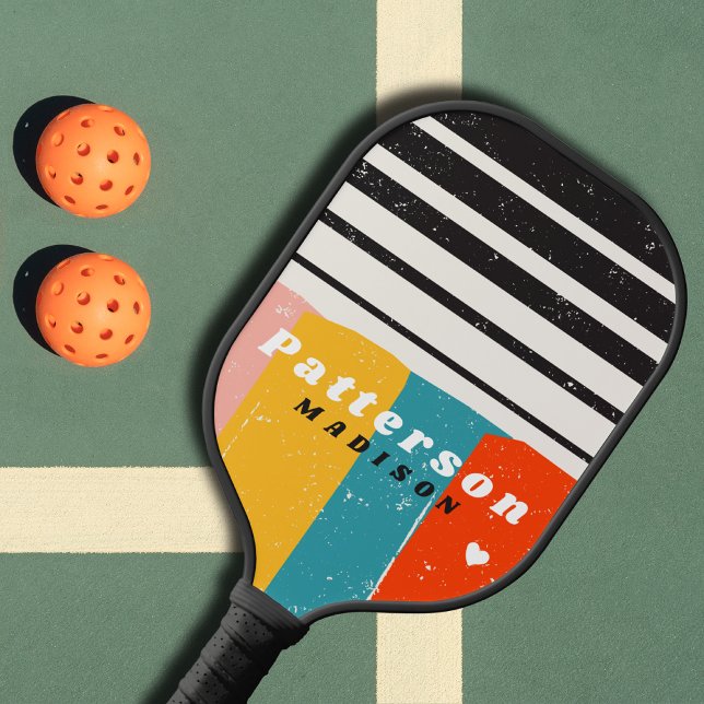 Farbenfrohe Mitte des Abstrakten Personalisierten  Pickleball Schläger (Von Creator hochgeladen)